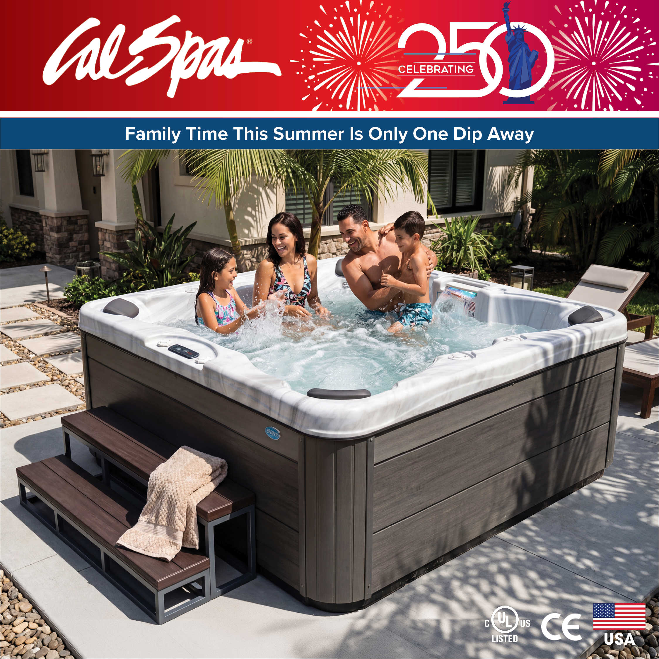 Calspas hot tub being used in a family setting - Miamisburg